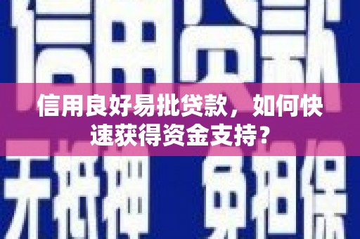 天桥信用良好易批贷款，如何快速获得资金支持？
