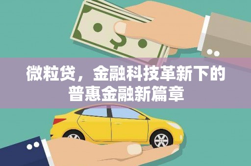 天桥微粒贷，金融科技革新下的普惠金融新篇章