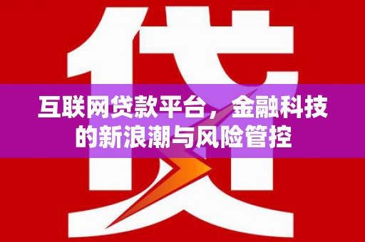 天桥互联网贷款平台，金融科技的新浪潮与风险管控