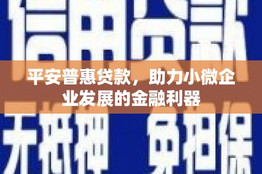 天桥平安普惠贷款，助力小微企业发展的金融利器